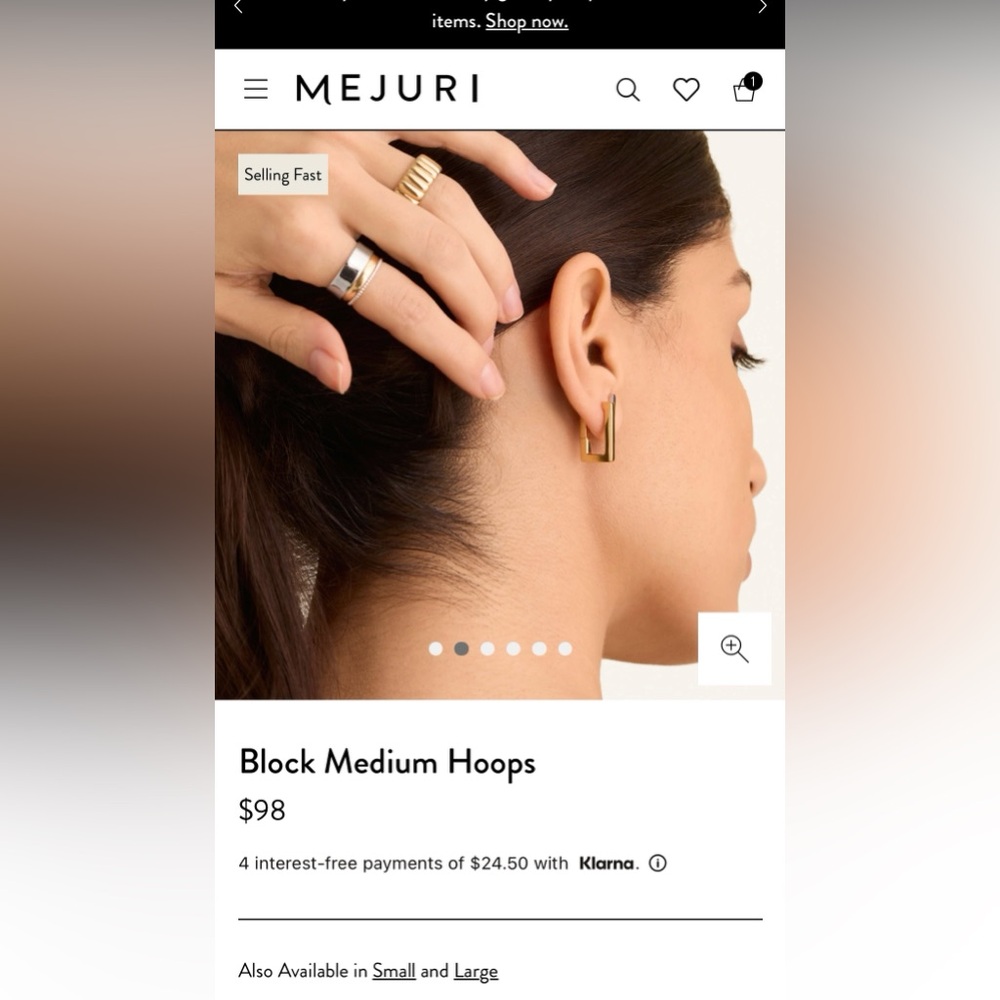 Gold mejuri square hoops